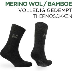 Norfolk - Wandelsokken - Merino wol en Bamboe Mix - Thermische Zacht en Warme Outdoorsokken - Merino wol sokken - Sokken Dames - Sokken Heren - Wollen Sokken - Donker Zwart - Maat 43-46 - Gabby