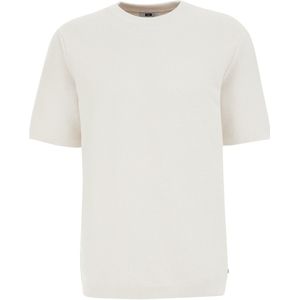 WE Fashion Heren T-shirt met structuur van linnenmix