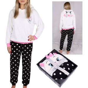 Disney Kat Marie Warme, zwart-witte pyjama voor dames