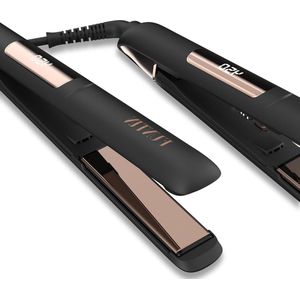 100% Aluminium Titanium Stijltang - Gladmaken Krullen - Ion Technologie - 25 cm - Roségoud/Zwart