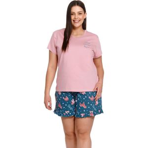Doctor Nap Pyjama Dames Volwassenen | Korte Mouw Korte Broek | Pyama Dames Volwassenen | Shortama Dames | Pure Nature Papaya PM.4219 XL