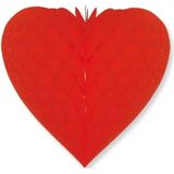 Rood honeycomb decoratie hart 28 cm - Feestversiering/bruiloftdecoratie/valentijnsdag