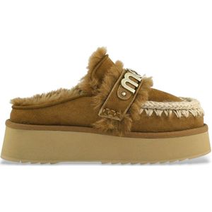 Mou - MU.FW681006A - Leren Klompen - Zwart - Casual - 4 cm Platformhoogte