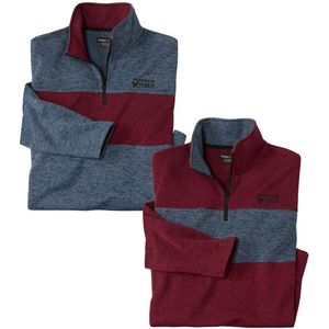 ATLAS FOR MEN - Set van 2 sweaters van gemêleerd molton - Heren - Verkrijgbaar in grote maten - L