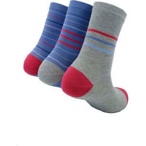 The Sockmaker sokken dames 36-41 - 3-pack Bamboo - duurzaam - Striped - Blue with white stripes