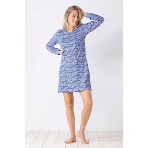 Blauw roze nachthemd Hajo - Blauw - Maat - 40/42