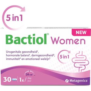 Bactiol Women Probiotica voor Vrouwen – 30 Capsules - 4 Miljard Bacteriestammen - Unieke 5-in-1 Ondersteuning Urogenitale Gezondheid, Hormonale Balans, Darmgezondheid, Immuniteit & Emotioneel Welzijn - Blijft 24u in de Darmen - Vitamine B2, B6 & D
