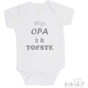 100% katoenen Romper ""Mijn Opa is de TOFSTE"" Unisex Katoen Wit/grijs Maat 62/68