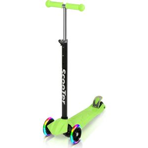 Kinderstep City Scooter - Step met lichtgevende wielen - voor Jongens en Meisjes - Vanaf 3-12 Jaar - In 4 hoogtes verstelbaar - Aluminium - Groen