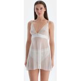Dagi - Negligé - Wit - Effen - Soft Cup BH - Normale Bandjes - Kant