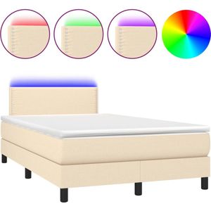 VidaXL Boxspring met Matras en LED - Crèmekleurig - 120x200 cm