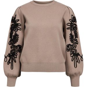 Object Objjoana Knit Pullover Truien & vesten Dames - Sweater - Hoodie - Vest- Beige - Maat XS