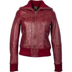 Leren bomber dames jas rood bomberdina - 3XL