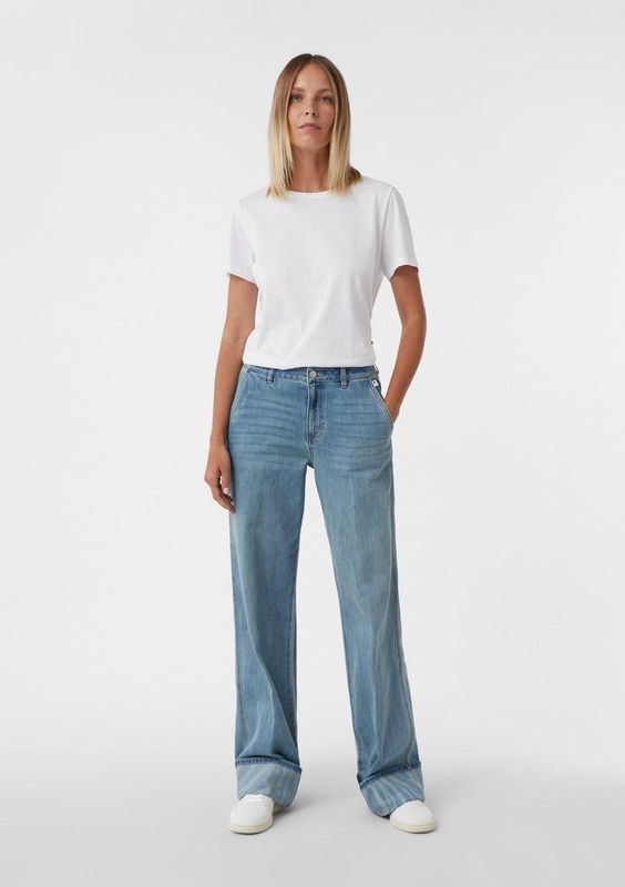 comma - Jeans - Hoog Taille - Wijd - Met Unieke Print