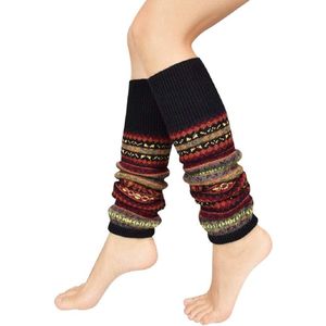 Beenwarmers voor dames, lange winter, beenwarmers, Boheemse stijl, gebreid, dikke beenwarmers, overknee, kousen, 1 of 2 paar, dansen, kous, gebreid, gehaakte sokken, legging, kerstkous - zwart 1 paar