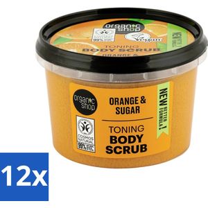 Organic Shop - Body Scrub Orange - Verzorgend en Geurend - 250 ml - Voordeelverpakking - 12 stuks