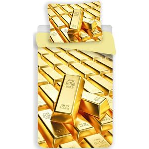 Goud Dekbedovertrek Gold Bars - Eenpersoons - 140 x 200 + 70 x 90 cm - Polyester