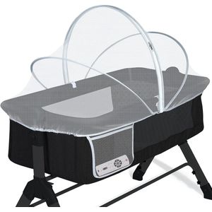 Muggennet babybed - Universeel insectennet met ritssluiting - Duurzaam vliegennet voor kinderbed - Met zijvak - Wit