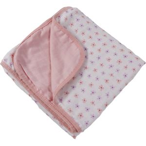 MamaLoes Bloemen Roze 3-Laags Hydrofiel 100 x 150 cm Ledikantdeken