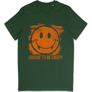 T Shirt Jongens Meisjes - Halloween Smiley - Groen - Maat 152