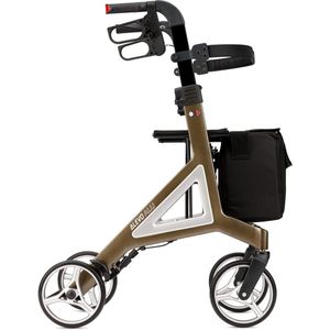 Lichtgewicht opvouwbare aluminium rollator voor binnen en buiten met stabiele zitplek en afneembare tas
