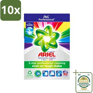 10 x Ariel Professional - Waspoeder - Gekleurde Was - 90 Wasbeurten - Grootverpakking - Gekleurde Was - Vlekverwijdering - Kleurverzorging - Waspoeder - Wasmiddel