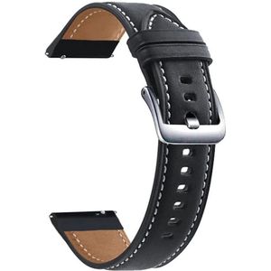 Zwarte PU Lederen Horlogeband 22mm - PU Leer, Zilver kleur gesp Quick Release, Geschikt voor Smartwatch en analoge horloges bijvoorbeeld Garmin, Seiko, Fossil & Meer