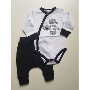 Nini - Outfit Bram - 2-delig setje - Rompertje, Omslagromper, Overslagromper, Broekje - Maat 68 - 4 t/m 6 maanden