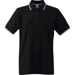 Fruit of the Loom Poloshirt Heren Zwart-Wit maat XXXL Dubbele strepen