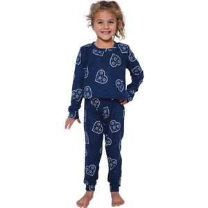 Rebelle Pyjama - Aspen Ski - Soft Touch Fleece - Hartjes - Blauw - Maat 104
