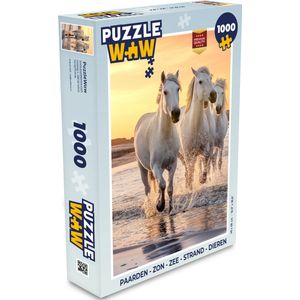 Puzzel Paarden - Zon - Zee - Strand - Dieren - Legpuzzel - Puzzel 1000 stukjes volwassenen