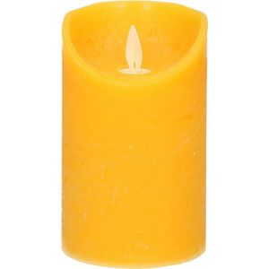 1x Oker gele LED kaarsen / stompkaarsen 12,5 cm - Luxe kaarsen op batterijen met bewegende vlam