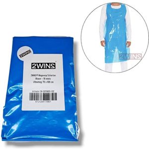 2WINS® Wegwerp Schorten - 10 stuks - blauw - plastic - 70x108cm (B4)