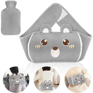 3 in 1 Warmwaterkruik 1L met zachte hoes en taille hoes - Draagbare warmwaterfles voor nek rug schouders benen (paars)