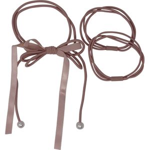 Jessidress® Haarelastiekjes Elegante Haar Elastieken met Strikje en parels Elastiek - Roze