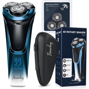 Elektrisch Scheerapparaat voor Heren met 3 Reservekoppen en Pop-up Trimmer