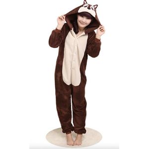 Eekhoorn onesie maat XL - Dieren – Verkleedkleren - kinderen - jongens - meisjes - Huispak - Carnaval