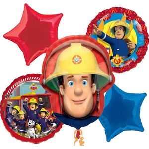 Amscan – Fireman Sam – Ballon set – 5-Delig – Helium ballon – Folieballon - Versiering - Kinderfeest.