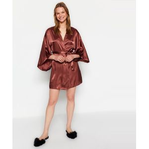 Trendyol - Thmaw23Sb00011 - Satijnen Kamerjas - Zwart