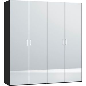 B Bright Draaideurkast Compact met spiegeldeuren - 203 x 215 x 58,5 cm - zwart