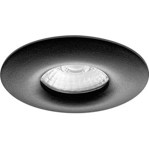 Platte IP65 Badkamerspot Sonia -IP65- Spatwaterdicht - Rond Zwart -Extra Warm Wit -Dimbaar -3.8W -RTM Lighting LED