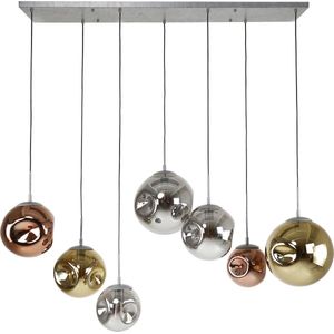 Solar - Hanglamp - metaal - glas - chroom - koper - goud - 7 lichtpunten