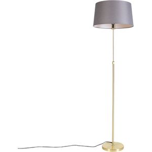 QAZQA parte fl - Landelijke Vloerlamp | Staande Lamp met kap - 1 lichts - H 1720 mm - Grijs - Woonkamer | Slaapkamer | Keuken