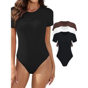 Bovista Bodysuit Dames - Jumpsuit - Corrigerend Ondergoed - Body plunge - Lingerie - Setje Vrouwen - 3 Pcs - Zwart/Wit/Koffie - Maat L