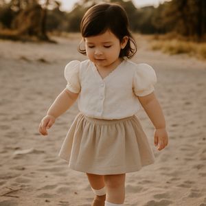 Omush Studio Blouse – Lacy Whisper – Zachte Off-White Blouse met Elegante Pasvorm – Maat 80