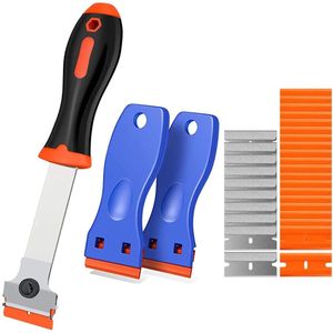 Razor Blade Scraper Set, 3PCS Razor Scraper Tool for Removing Label, Registration Sticker, Tint, Grease from Windshield, Device, Glass (Extra 10 Metal and 20 Plastic Knives)