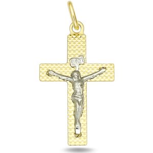 Juwelier Zwartevalk 14 karaat gouden bicolor kruis hanger - 14.285