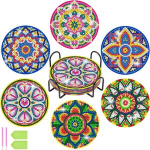 6-Pack DIY Mandala Diamantschilderijonderzetters Met Standaard