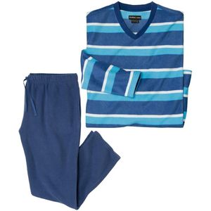 ATLAS FOR MEN - Fleece Winterpyjama Gestreept V-Hals - Heren - Verkrijgbaar in grote maten - L