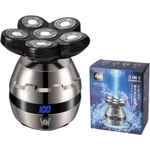Nuvado Skull Shaver 6D – Elektrisch Tondeuse voor Mannen – Tondeuse Hoofdhaar - Scheerapparaat – 5-in-1 Draadloos & Waterdicht – Baardtrimmer & Grooming Set met LED Display